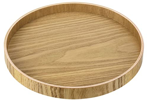 PATIKIL Wood Serving Tray 8 Inch, 1 Pack Round Decorative Platter for Home Kitchen Table Candle Holder