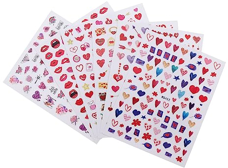 Gogogmee 6blätter Nagelkunst-aufkleber Für Damen Nailart Sticker Mit Blättern Valentinstag Nagel Aufkleber Für Diy Nageldesign Einfach Anzuwendende Nagelsticker
