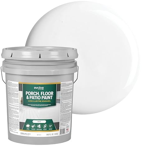 EVOLVE Porch & Floor Paint (White) 5-Gallon – Durable, Scratch-Resistant, Multi-Surface Interior & Exterior Floor Coating, Low VOC, Fade & Weather Resistant