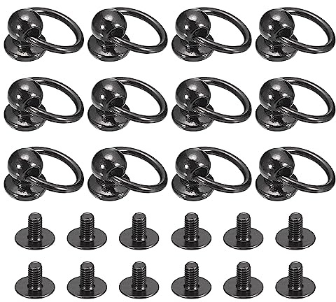 QUARKZMAN 6x8mm Kugelkopf Bolzen Nieten Zurückschrauben mit O Ring 12Pack Schalter Nippelniet für Basteln Leder Handwerk Metallisch Schwarz