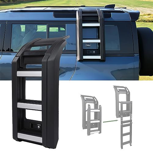 Side Ladder for Defender, Side Access Ladder Roof Rack, Side Window Roof Step Ladder for Land Rover Defender 90 110 130 L663 2020-2023 (Silver+Matte Black)