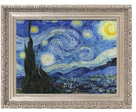 FOLKOR DIY Solid Wood Frame for 16x20 Canvas Oil Paintings, 2.4 Wide Antique Silver Ornate Picture Frame for Landscape Portrait Prints Posters (Empty Frame Only, No Plexiglass & Backing Board)