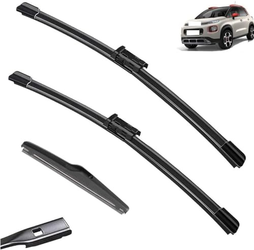 Essuie-glace de voiture compatible avec Citroen C3 Aircross 2017-2020 Balais d'essuie-glace avant arrière en caoutchouc souple for pare-brise automatique 26+16+8 2018 2019 (Color : 3 wipers)