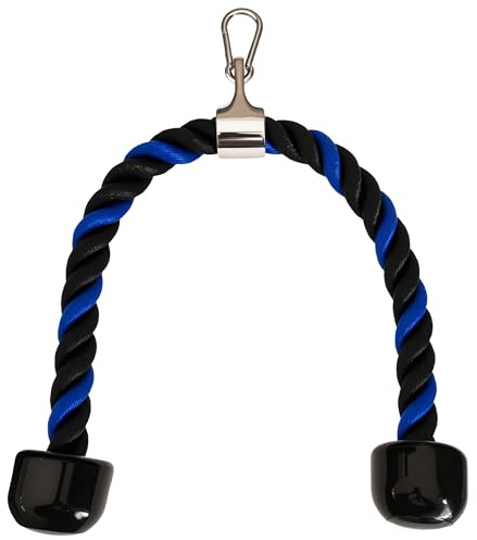 Nylon Trizepsseil Kabelaufsätze Trizepsseil gedrehtes Seil trizepstau zum herunterziehen mit rutschfesten Griffen Vielseitiges, Bizeps, Trizeps, Fitnessstudio oder Home Gym (Blau und Schwarz)