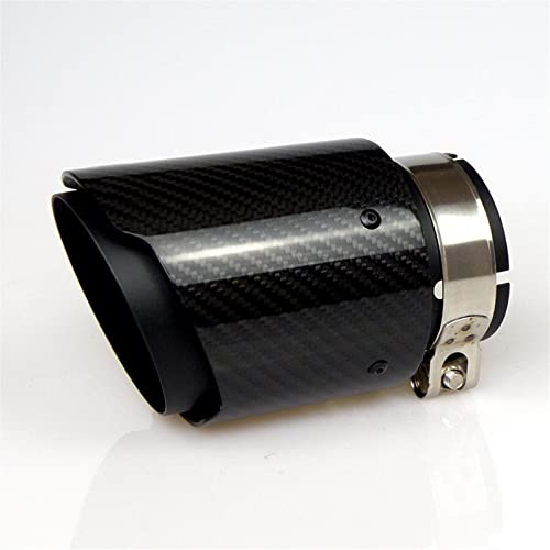 Auto Endrohr 1 Stücke Auto Auspuffrohr Universal Schalldämpfer Endrohr Glänzend Schwarz Carbon Gerade Kante Auspuffblende (Größe : In 66mm Out 89mm)