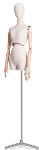 Schaufensterpuppe Weiblich Torso Gepaart mit Hochwertigen Massivholzzeigern, Beschwerter Sockel aus Massivem Gusseisen, Schneiderpuppe Verstellbar Anwendbar Kleiderständer, Boutique, Bekleidungsgeschä