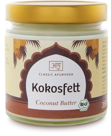 Classic Ayurveda - Bio Kokosfett - 350 ml - Hitzebeständig und geschmacksneutral, perfekt für die Küche zum Backen, Braten und Frittieren