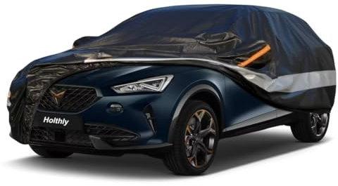 Holthly Auto Abdeckplane, Autoabdeckung für Formentor Cupra (2020-2024), 10 Schichten 100% Wasserdicht und Atmungsaktiv, Outdoor Autoplane Regen Schnee Sonne UV-Schutz, Schwarz Abdeckung.