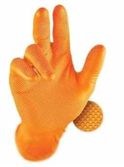 PDL - Pegdev - 100 x Premium Orange Nitrile Gloves - Powder-Free, Disposable, Latex-Free Glove for Tattoo Artists, and Mechanics, Ambidextrous, Textured Grip Size (Extra Large) - 50 pairs