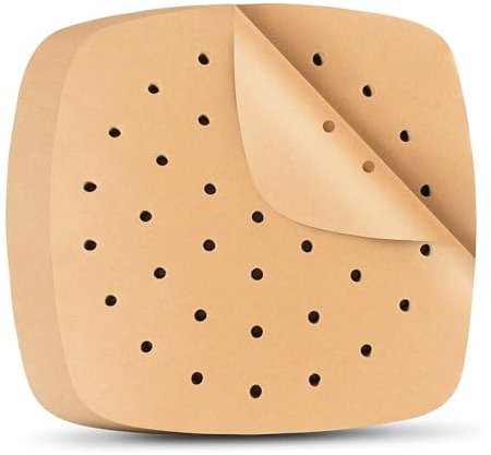 Carta Forno per Friggitrice Ad Aria,100 Pezzi Carta Friggitrice Ad Aria Accessori Teglie Per Friggitrice Ad Aria Fogli di Carta Pergamena(21.5 * 21.5cm)