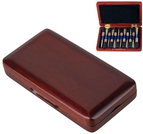 TUOREN Oboen-Rohrblatt-Etui aus Holz, Kastanienbraun, für 12 Blätter, Schutz gegen Feuchtigkeit, Aufbewahrungsbox für Oboenblätter