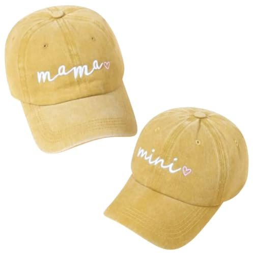 BAOZOON 2 cappelli da baseball genitore-figlio, regolabili per mamma e mini cappellini abbinati retrò per madre, figlio, figlia