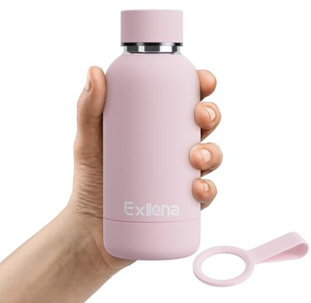 Exllena Gourde Isotherme 350ml - Bouteille Isotherme 350ml en 304 Acier Inoxydable sans BPA - 100% Étanche Idéal pour le Sport, Gym, Voyage - Rose