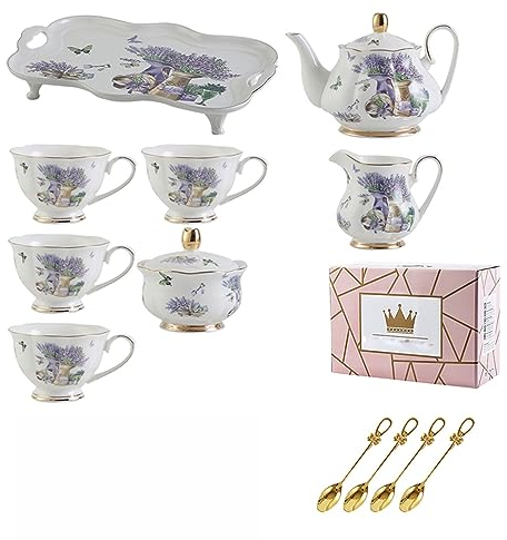 DDKYHU Teeservice, Teeservice aus Bone China, Teekanne, Teetasse, europäisches Keramik-Teeservice