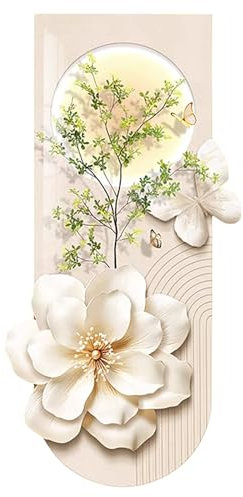 YCBFETSS Elefanten Elegante 3D Wandkunst, Feine Sandsteinkörnung, Ungerahmtes Großes Gemälde, Ideale Wohnheim Wanddekoration, Perfekt für Flur, Eingangsbereich, Wohnzimmer(Flower,20 * 39in)