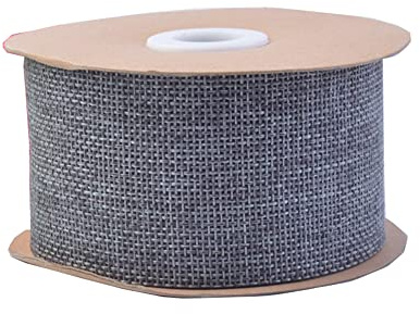 Anevous 10m Geschenkband Gurtband, 5 cm Leinenimitat Band, Sackleinen Seidenband, Juteband Blumenstraußband Dekoband für DIY Handwerk Verpackung,Geschenk, Hochzeit,Weihnachten, Basteln,Grau