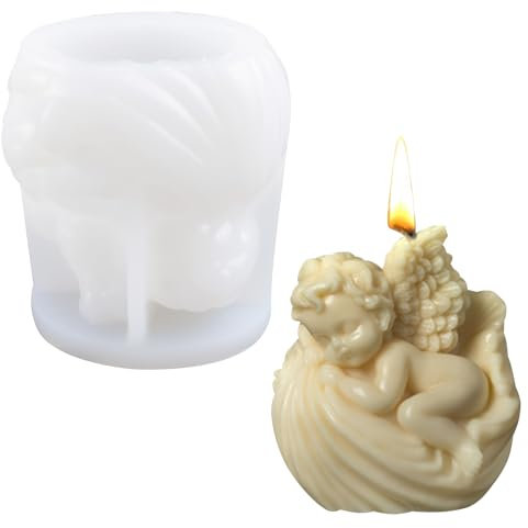 WANDIC Stampo in Silicone a Forma di Angelo Pasquale, 1 Pezzo Stampo per Candele a Forma di Angelo, Stampo in Resina epossidica per Candele a Forma di