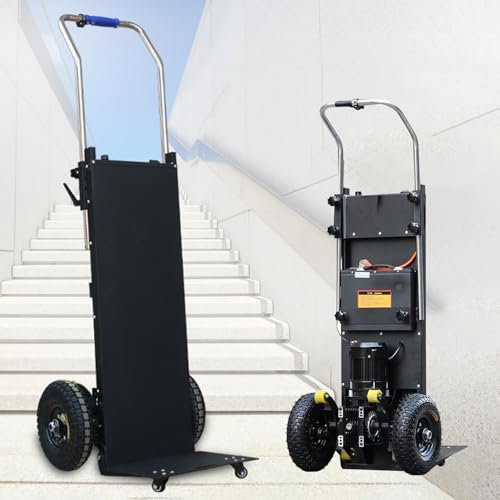 Carretilla eléctrica para subir escaleras, carretilla eléctrica de 1500 W para subir escaleras y transporte en terreno plano, capacidad de carga máxima de 880 lb, batería de litio de 48 V