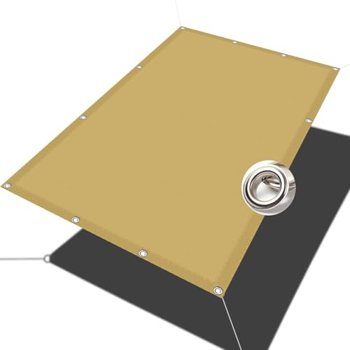 Tenda a Vela Quadrata 4 x 8 m Anti UV 98% Parasole,Antivento Panno Ombreggiante Rete Parasole con Occhielli per Balcone, Terrazza, Beige