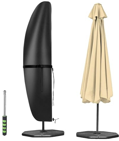 Aiwperer Funda Parasol Jardin Impermeable, Funda para Sombrilla Colgante Oxford 420D, Anti UV, Resistente a la Rotura, Funda para Sombrilla Playa Exterior con Cremallera (Negro, 280X40/80/50cm)