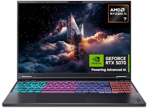 Acer Nitro 16 AN16-61 Gaming Laptop - AMD Ryzen AI 7 350, 32GB, 1TB SSD, NVIDIA GeForce RTX 5070Ti, 16 WQXGA 180Hz, Windows 11, Black