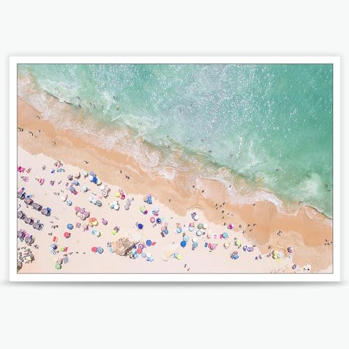 KFDJIG Vintage Colorful Beach Umbrella Posters Summer Beach Canvas Wall Art Preppy Pastel Coastal Prints Amalfi Coast Italy Landscape Painting For Home Bedroom Dorm Wall Decor 24x36in Unframed