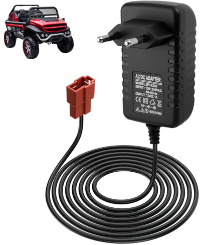 12V 1A Caricabatterie per Bambini Guida Elettrica con Auto, 12 Volt Caricatore per Guida Elettrica su Giocattoli Motociclette Elettriche per Bambini ATV SUV Quad Moto, Spina Quadrata