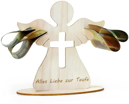Holzengel Firmung Geschenke Jungen Mädchen Holzengel mit Kreuz Taufe Geschenk Schutzengel Geldgeschenk Taufe Firmung aus Holz Taufgeschenke für Mädchen Jungen Jugendweihe Kommunion Konfirmation