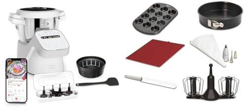Moulinex Companion, Robot cuiseur, 14 fonctions, Capacité XL 10 personnes, Gris, Fabriqué en France, HF8408F1 et Kit Pâtisserie pour Companion XF3890106