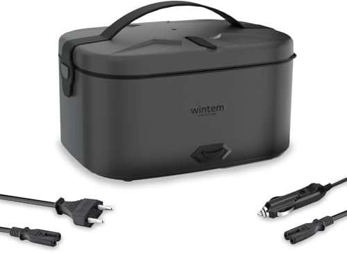 Avilia - Porta Pranzo Lunchy+ 3 in 1 Elettrico in Acciaio Inox con Posate, Scaldavivande da 80W Termico per Casa, Ufficio e Auto, Contenitori Ermetici e Doppia Presa 220V/12V