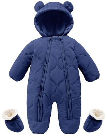 Happy Cherry - Tuta invernale per bambini con sacchi per i piedi Ragazzi Ragazzi Ragazzi Ragazze Tute da Neve con Cappuccio Caldo Pagliaccetti Maniche Lunghe Bambino Tuta Invernale con Cerniere - 3-18