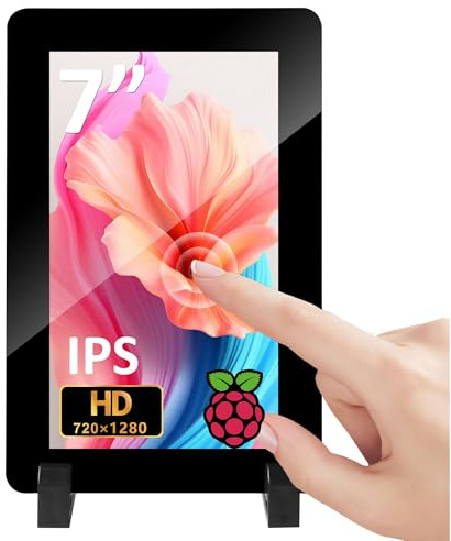 OSOYOO 7 DSI IPS 720×1280 HD touch screen capacitivo per Raspberry Pi 5/4B/4B+/3A+ DSI & GPIO Alimentato da 6H, durezza vetro temperato anti-impronta