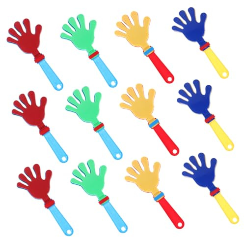 Ciieeo 12pcs Plastic Hand Clappers Noisemakers Bright Colors Lightweight Party Favors for Birthday Stocking Fillers Boy Girl Games Random Color