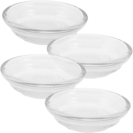 Amosfun 4pcs Grinding and Dipping Sauce Dish Garlic Plate Condiment Bowls for Soy Sauce Small Kitchen Tools for Garlic Ginger Grating