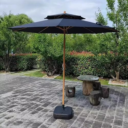 Tragbarer Strandschirm, doppellagig, für den Außenbereich, Terrassenschirm mit 8 Rippen, Kurbelmechanismus, runder Baldachin, UV-Schutz, leicht, Gartenmarkt-Regenschirm, perfekt für Sonnenschutz und