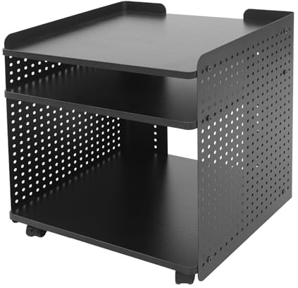 Zalydala Druckerständer | Druckertisch Mit Rollen | Druckerhalter mit 3 Ebenen | 88 kg Tragfähigkeit | 4 Rollen (2 mit Bremsen) | Höhenverstellbar | Modernes Design für Büro & Zuhause (schwarz)