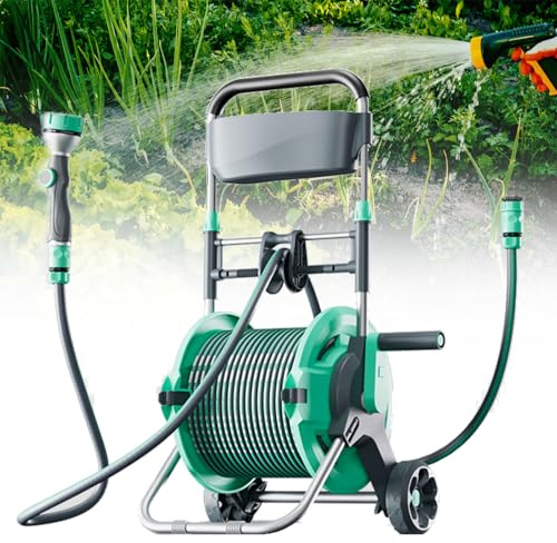 Avvolgitubo retrattile da giardino con supporto a parete per irrigazione e conservazione facili