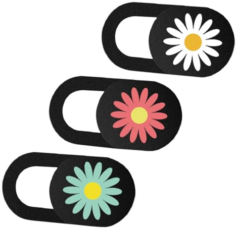 MERRYHAPY 3 pièces Cache Webcam à Glissière Ultra Fin pour Ordinateur Portable PC Tablette Protection Vie Privée Anti-Peeping Design Motif Fleur Couverture Caméra