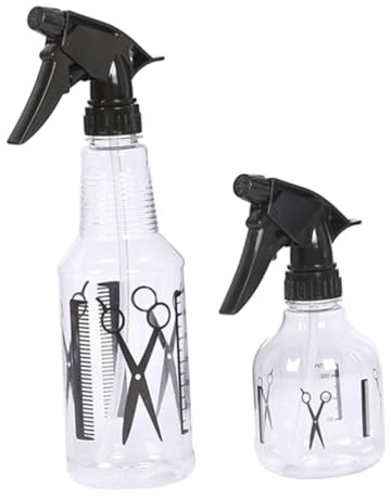 IWOWHERO 2Pcs Adjustable Watering Kettles for Hair Salon Transparent Plastic Spray Bottles with Fine Mist Design for Hairdressing Plant Misting and Cleaning Portable Small Large