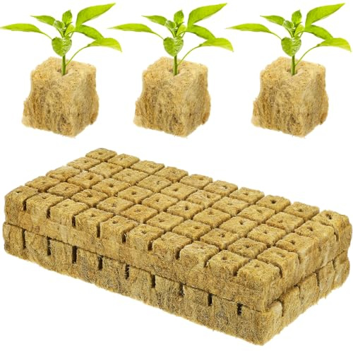 VOSAREA Cubes de Culture Hydroponique 100 Pièces 25x25x30 Mm Blocs de Terreau Fibreux pour Semis Propagation et Enracinement Plantes Jardin Intérieur Extérieur