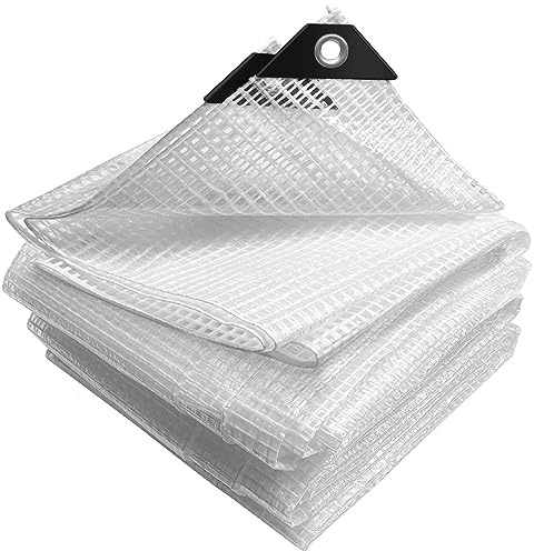 VOUNOT® Bâche de Protection en Polyéthylène 180g/m² Bâche Imperméable Ultra Lourde et Résistante Revêtue avec Oeillets en Aluminium Couverture Étanche pour Jardin, Piscine 3x5m Blanc