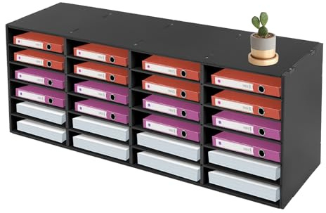 GramStudio 24 fack justerbar PVC dokumentfack, stor litteraturarrangör skrivbord organisatör, pappershylla brevfack dokumentsorterare för kontor skola bibliotek och hem