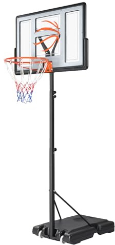 BreezTerra Basketballkorb Outdoor mit Ständer & Rollen, 135-305 cm Höhe, Basketball für Erwachsene & Kinder, Basketballständer Höhenverstellbarer für Garten und Hof