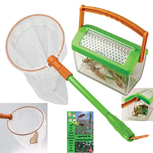Kescher mit Teleskoparm und Insektenbox mit extra Lupenheft
