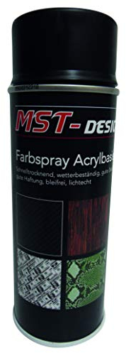 MST-DESIGN Acryllack I Acryl-Spray I Acryllack Spray I schwarz matt I 6x Spraydose x 400 ml Lack, Sprühlack, Grundlack, Basislack, Haftvermittler I Geeignet für den Wassertransferdruck Spray I