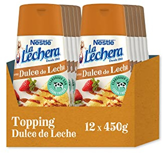 La Lechera Nestlé Dulce de leche, Leche condensada - Botella Sirve Fácil Caja 12 x 450 g | Dulce de leche en botella sirve fácil, ideal como topping para postres, helados y recetas dulces