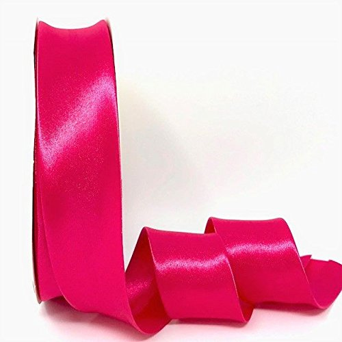 Fuchsia byetsa Satin Falte 30 mm Schrägband auf einer 25 m Rolle