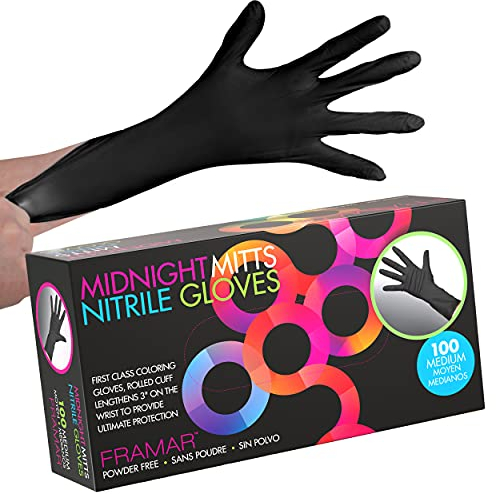 FRAMAR Black Nitrile Gloves Medium – Disposable Gloves Medium, Black Gloves Disposable, Non Latex Gloves, Latex Free Gloves – 100 Pack
