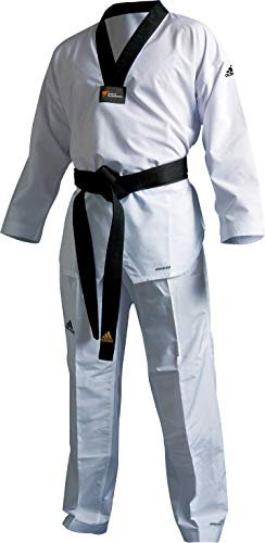 adidas Eco Fighter Taekwondo Dobok Uniform WT Approved 100% Polyester Ultralight - Black V-Neck - Size 200 (6)