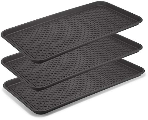 Supremery 3X XL Schuhabtropfschale Schuhmatte Ablage Schuhablage 76x38x3cm | mit erhöhtem Rand - Abtropfschale Schwarz für Schuhe Regen Herbst Winter Welpenunterlage - auch für Katzen